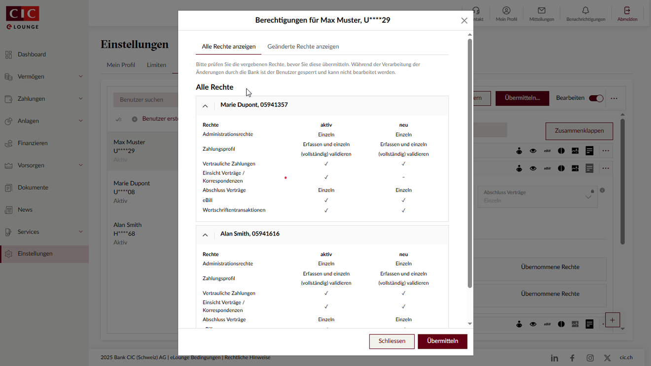 User Rights - Change