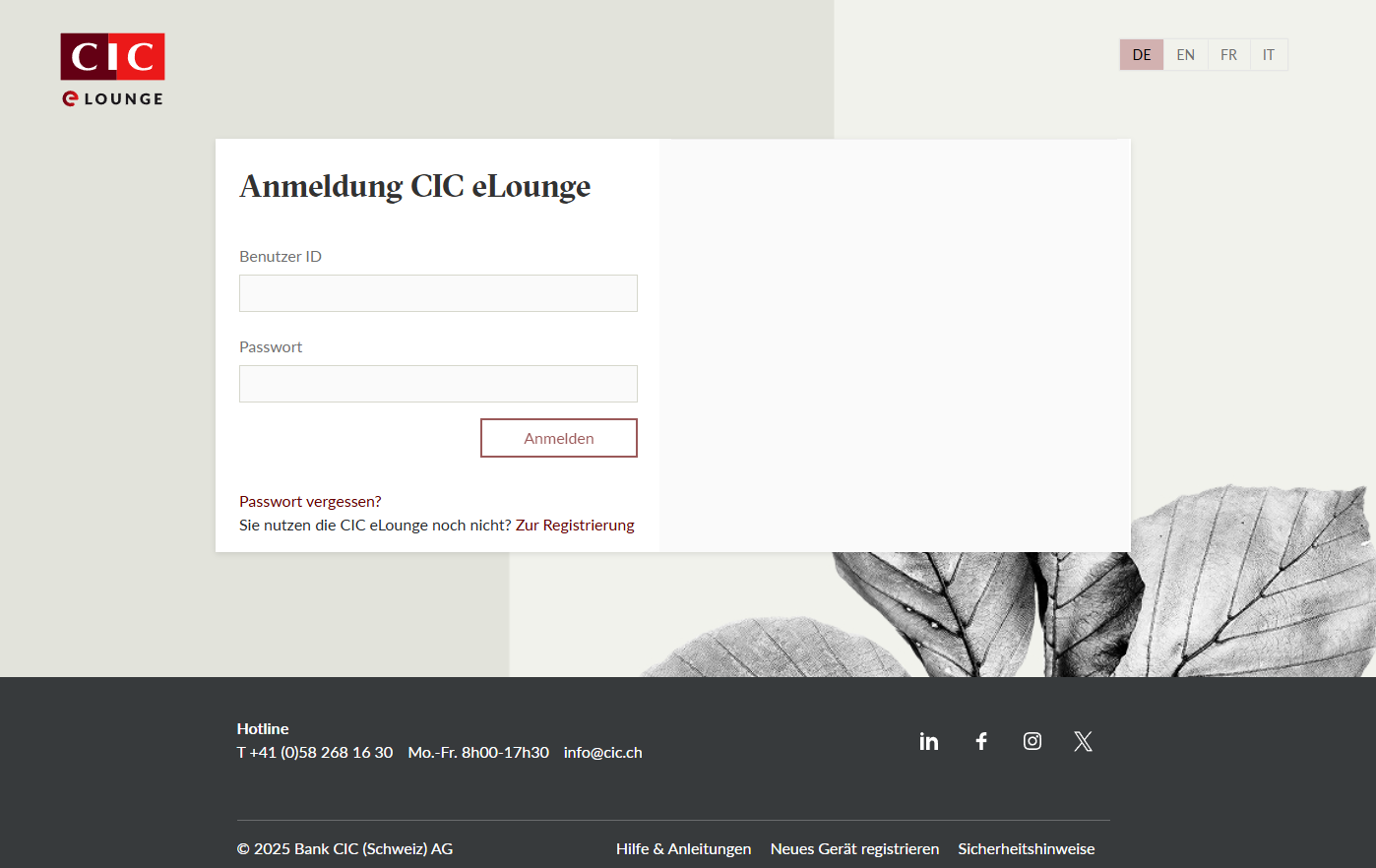 Registrierung Schritt 1 - Anmeldung