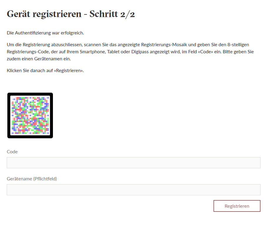 Registrierung Schritt 5 - Gerät registrieren 2/2