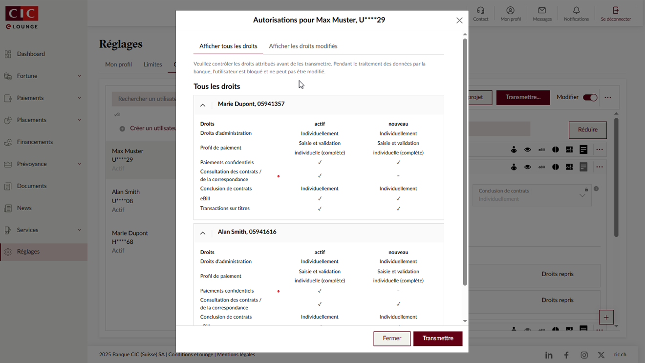 User Rights - Change